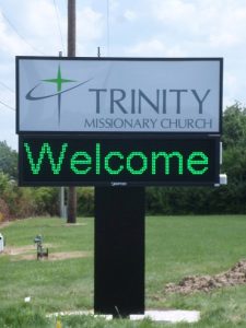 Round Pond Electronic Message Centers custom digital monument church sign 225x300